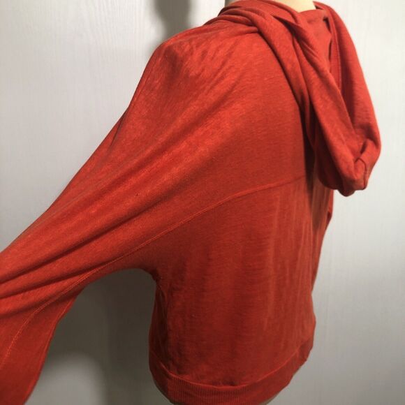 EILEEN FISHER Linen Cardigan Womens XS Orange Dolman Sleeves Hoodie Sweater - Picture 12 of 14